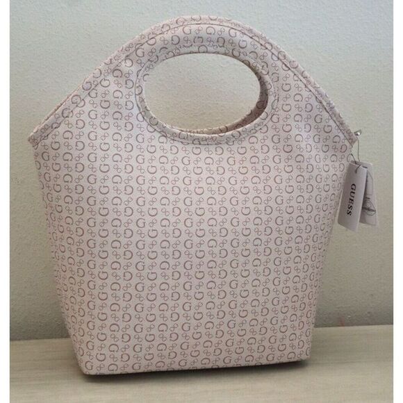 Guess V7200081 Light Rose Logo Print Junction Travel Insulated Cutout Lunch Tote - Picture 2 of 10